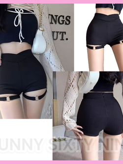 กางเกงขาสั้น เอวสูง สตรีท KT5233 พร้อมส่งในไทย