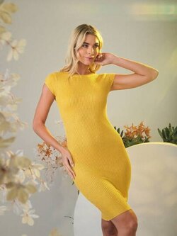 #เหลือง เดรส ไหมพรม รหัส A311