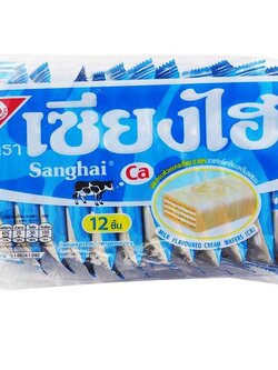 8852047111872 เวเฟอร์เคลือบครีม เซียงไฮ รสนม 72 กรัม