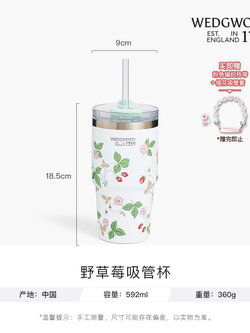 WEDGWOOD威基伍德陶瓷内胆漫游美境吸管杯保冷杯保温杯