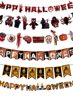 ป้ายฮาโลวีน ป้าย พร้อมริบบิ้นแขวน อุปกรณ์ตกแต่งวันฮาโลวีน