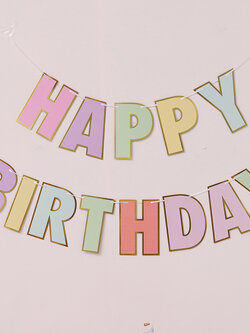 ป้ายวันเกิด พาสเทลขอบทอง ขนาดใหญ่ 80 g. พร้อมส่ง