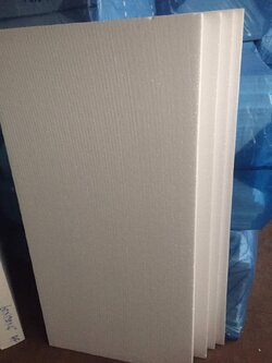 EPS FOAM,อีพีเอสโฟม 0.65 ปอนด์ โฟมแผ่นขนาด 60 x 120 cm หนา 10 มม ราคา 18 บาท/แผ่น บรรจุ 10 แผ่น/ห่อ