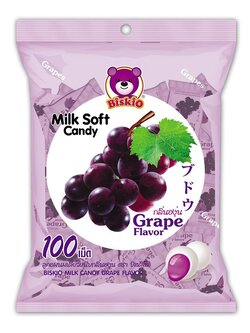 8858954202221 มิลค์ซอฟท์แคนดี้ กลิ่นองุ่น 100เม็ด