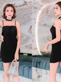 เดรสดำ โชเกอร์ สุดเซ็กซี่ ชุดเดรสกระโปรงสั้น (D701,D702,D703)