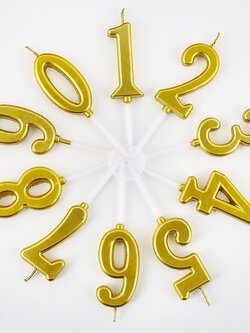 เทียนวันเกิด 0-9 สีทอง เทียนปักเค้ก วันเกิดแฟนซี Happy birthday PT001