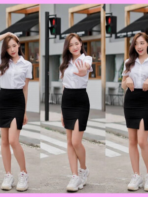 กระโปรงนักศึกษา กระโปรงทรงเอ เอวสูง ผ่าหน้า ยาว 20 นิ้ว