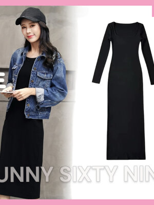 พลัสไซส์ เดรสดำแขนยาว CN575