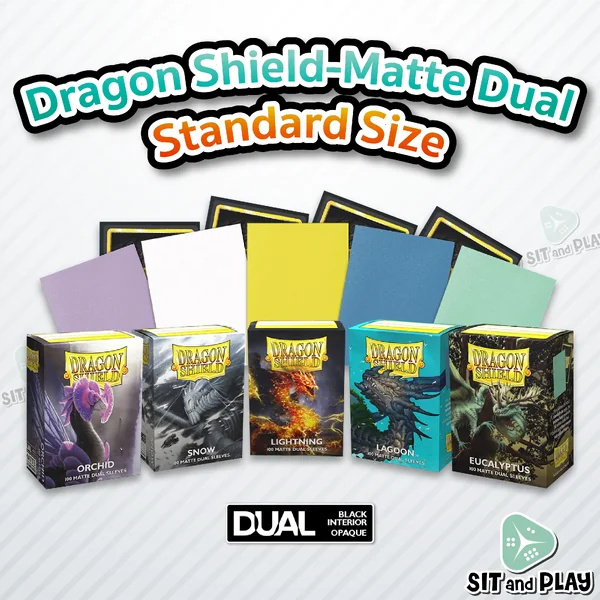 Dragon Shield - 100 Matte Dual Sleeves Standard Size ซองใส่การ์ด 100 ซอง ด้านในสีดำ (มองไม่เห็นหลังการ์ด ใช้ในการแข่งขันการ์ดเกมได้) Dragon Shield - 100 Matte Dual Sleeves Standard Size ซองใส่การ์ด 100 ซอง ด้านในสีดำ (มองไม่เห็นหลังการ์ด ใช้ในการแข่งขันการ์ดเกมได้)
