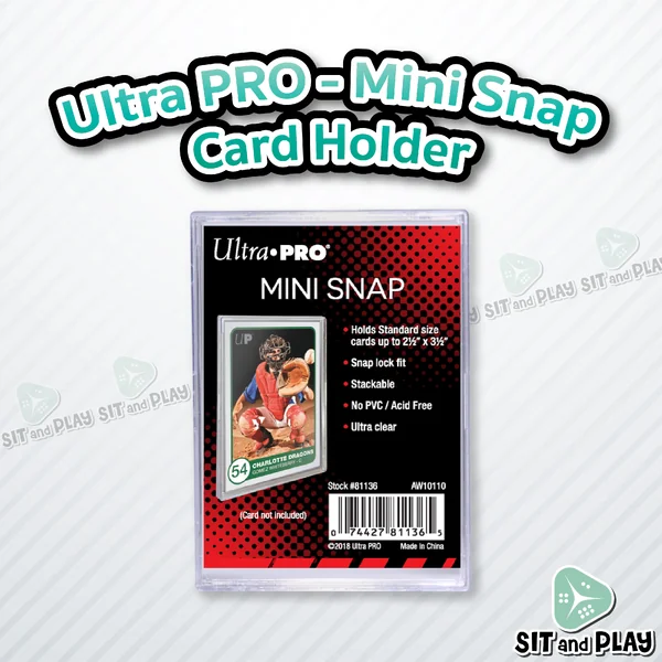 Ultra Pro - Mini Snap Card Holder กรอบใส ใส่การ์ด ไม่ดูดโฮโลแกรม สำหรับการ์ดขนาด Standard Ultra Pro - Mini Snap Card Holder กรอบใส ใส่การ์ด ไม่ดูดโฮโลแกรม สำหรับการ์ดขนาด Standard