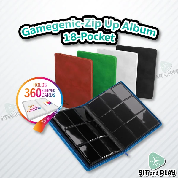 Gamegenic - Zip Up Album 18-Pocket แฟ้ม อัลบั้ม ใส่การ์ด ปกพรีเมี่ยม มีซิป ช่วยป้องกันฝุ่น (ใส่การ์ดได้ 360 ใบ)