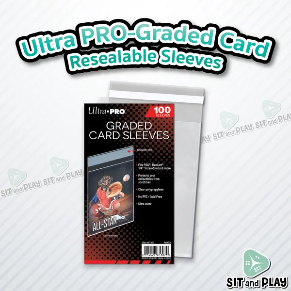 Ultra Pro - Graded Card Resealable Sleeves ( 100 ซอง ) ซองใส แถบกาว สำหรับการ์ดเกรด PSA , Beckett Ultra Pro - Graded Card Resealable Sleeves ( 100 ซอง ) ซองใส แถบกาว สำหรับการ์ดเกรด PSA , Beckett