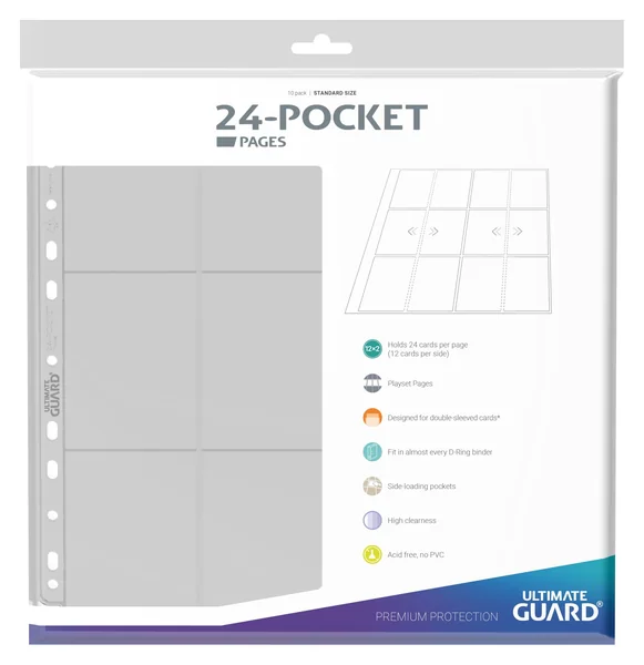 Ultimate Guard - 24-Pocket Pages (QuadRow) - Clear - ไส้แฟ้มใส 24 ช่อง Side-Loading ใส่การ์ดด้านข้าง image 2 Ultimate Guard - 24-Pocket Pages (QuadRow) - Clear - ไส้แฟ้มใส 24 ช่อง Side-Loading ใส่การ์ดด้านข้าง image 2