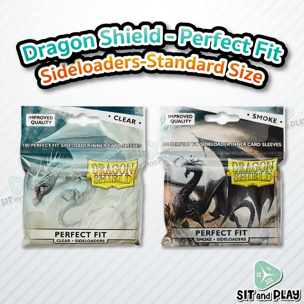 Dragon Shield - Perfect Fit Sideloader Inner Card Sleeves ( Clear / Smoke ) ซองใส่การ์ด ชั้นในสุด สำหรับการ์ดขนาด Standard (แพ็คละ 100 ซอง) Pokemon, One Piece, Buddyfight, MTG
