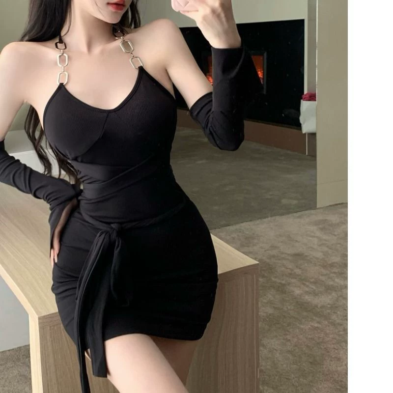 เดรสสายอะไหล่โซ่ + ปลอกแขน รหัส CN2156