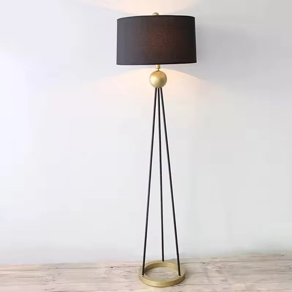 โคมไฟตั้งพื้นโมเดิร์น Modern Floor Lamp Iron+Fabric Gold Black E27x1