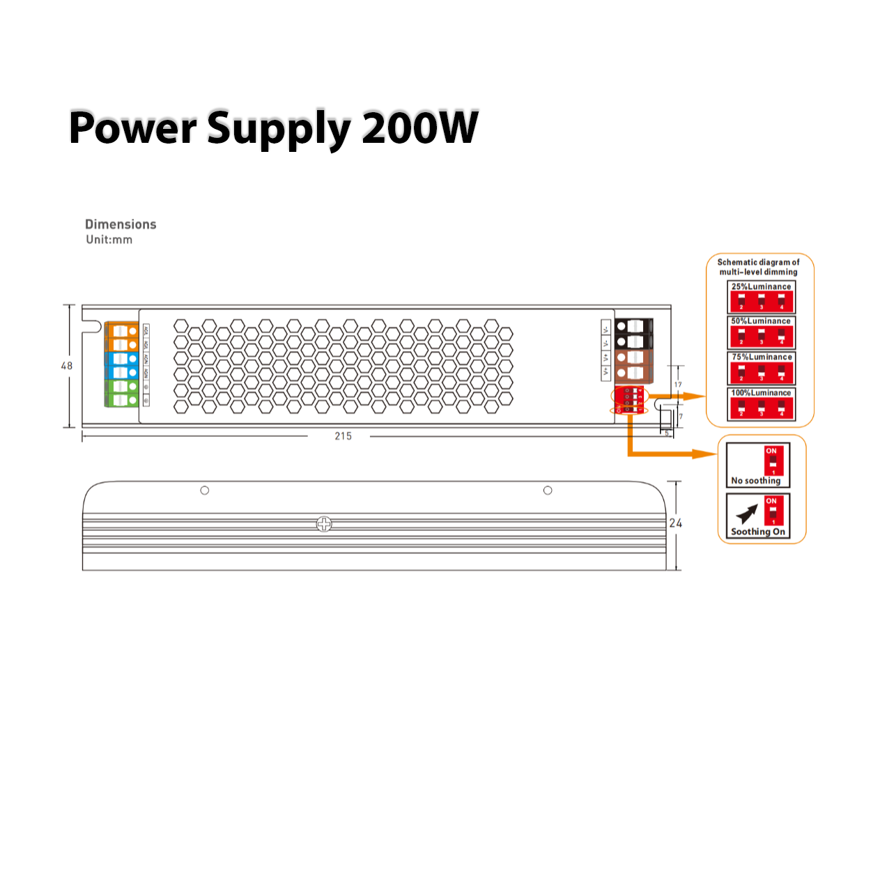 หม้อแปลงโคมไฟ C Series Switch LED power supply 24V IP20