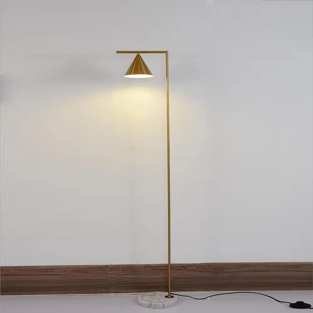 โคมไฟตั้งพื้นฐานหินอ่อน Gold Floor Lamp with Marble Base LED E27x1