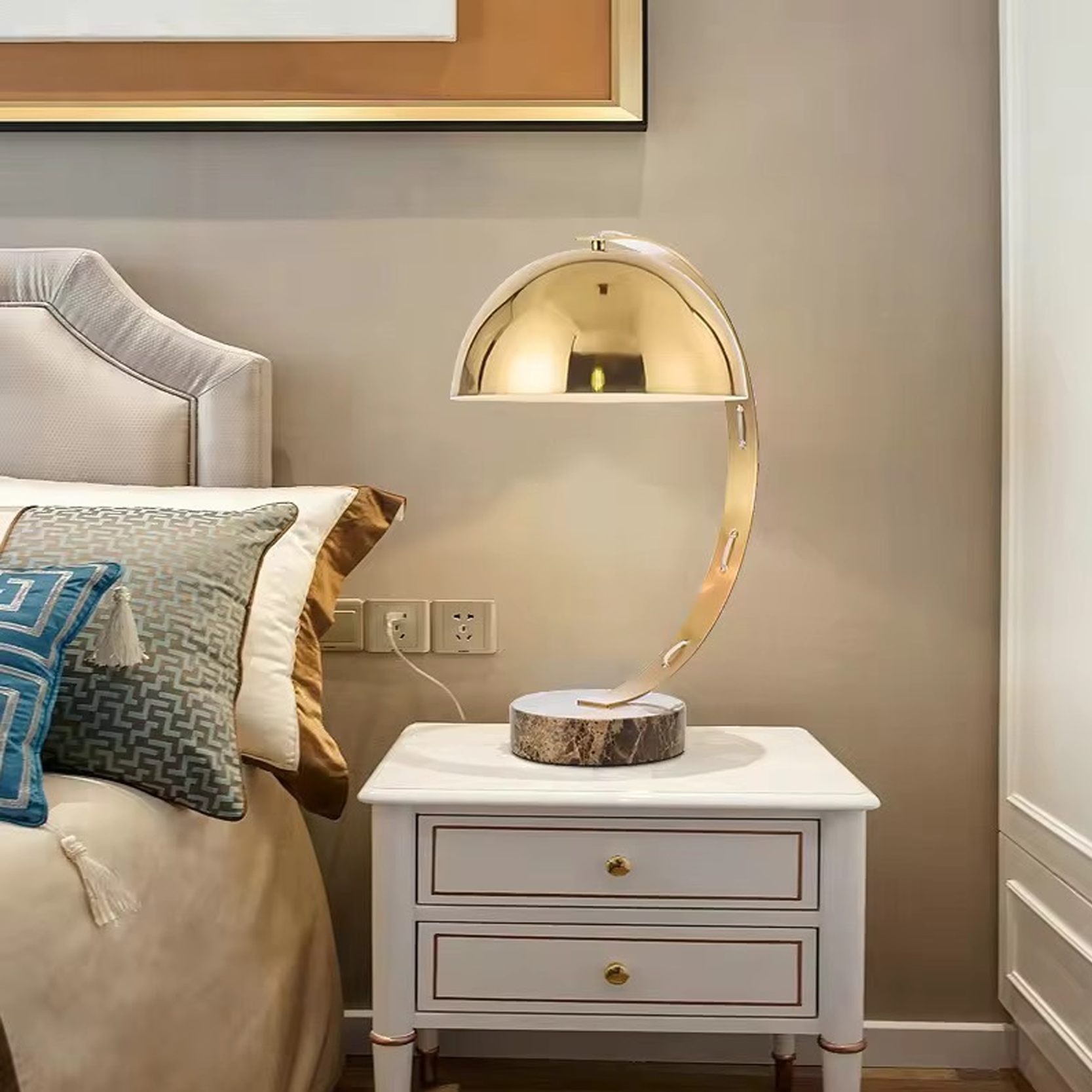 โคมไฟตั้งโต๊ะ สไตล์นอร์ดิก Nordic style table lamp Meta + Marble LED E27x1 IP20