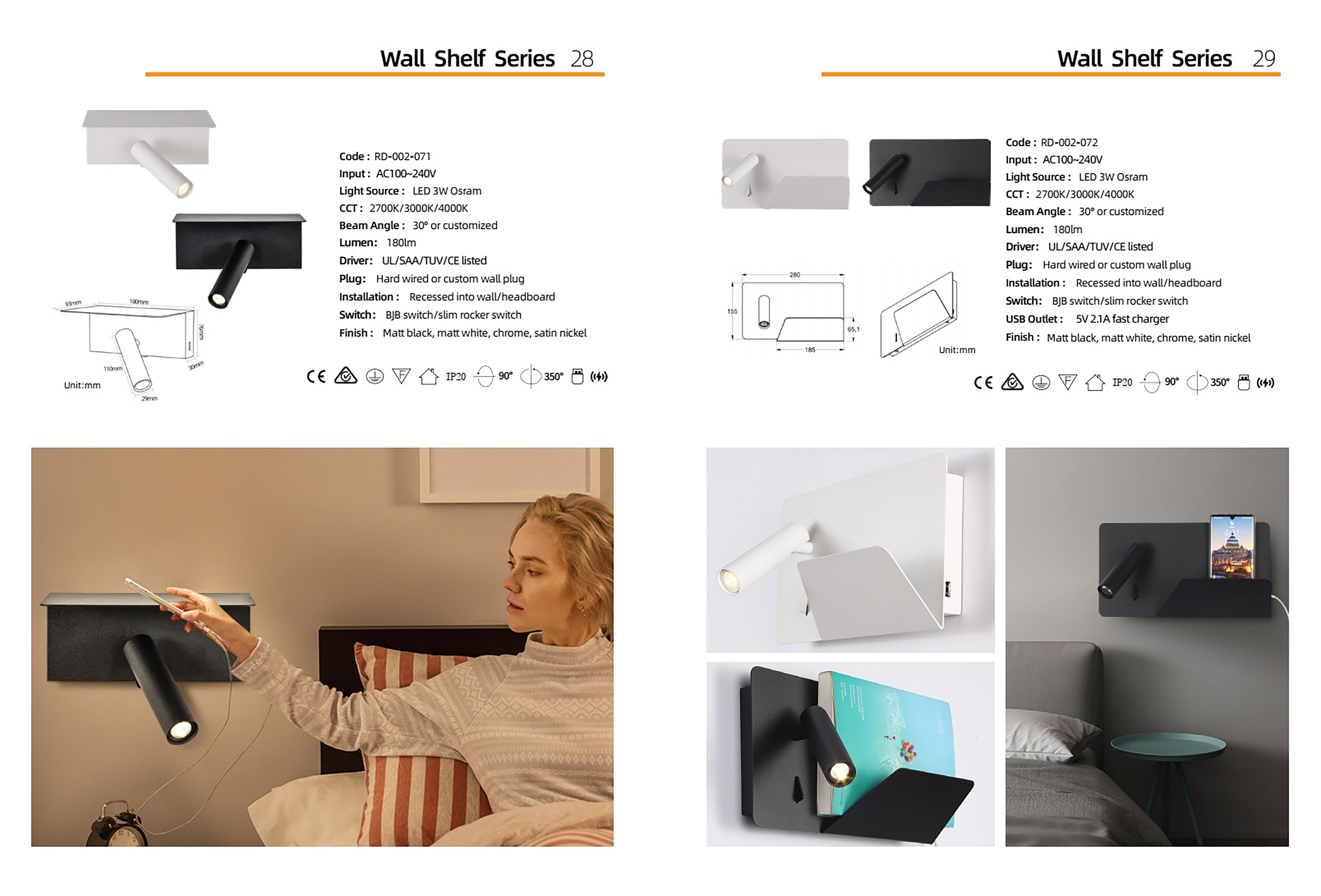 โคมไฟหัวเตียง โคมไฟติดผนังอ่านหนังสือ Wall Reading lamp