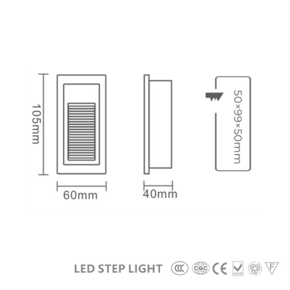 โคมไฟบันไดฝังผนัง LED Recessed step light รุ่น: 007S LED 3W IP65