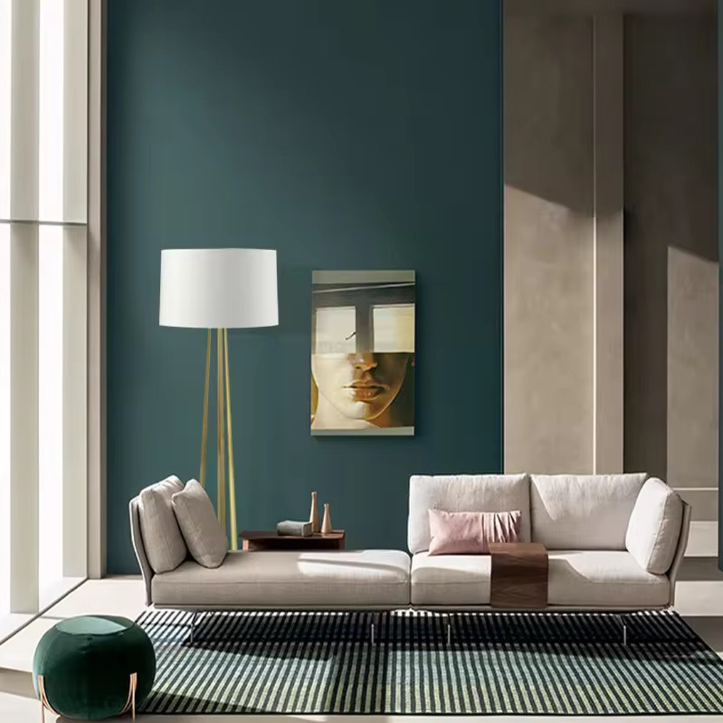 โคมไฟตั้งพื้นหรูหรา โมเดิร์น Modern Luxury Floor Lamp Iron +Fabric Gold + White LED E27x1