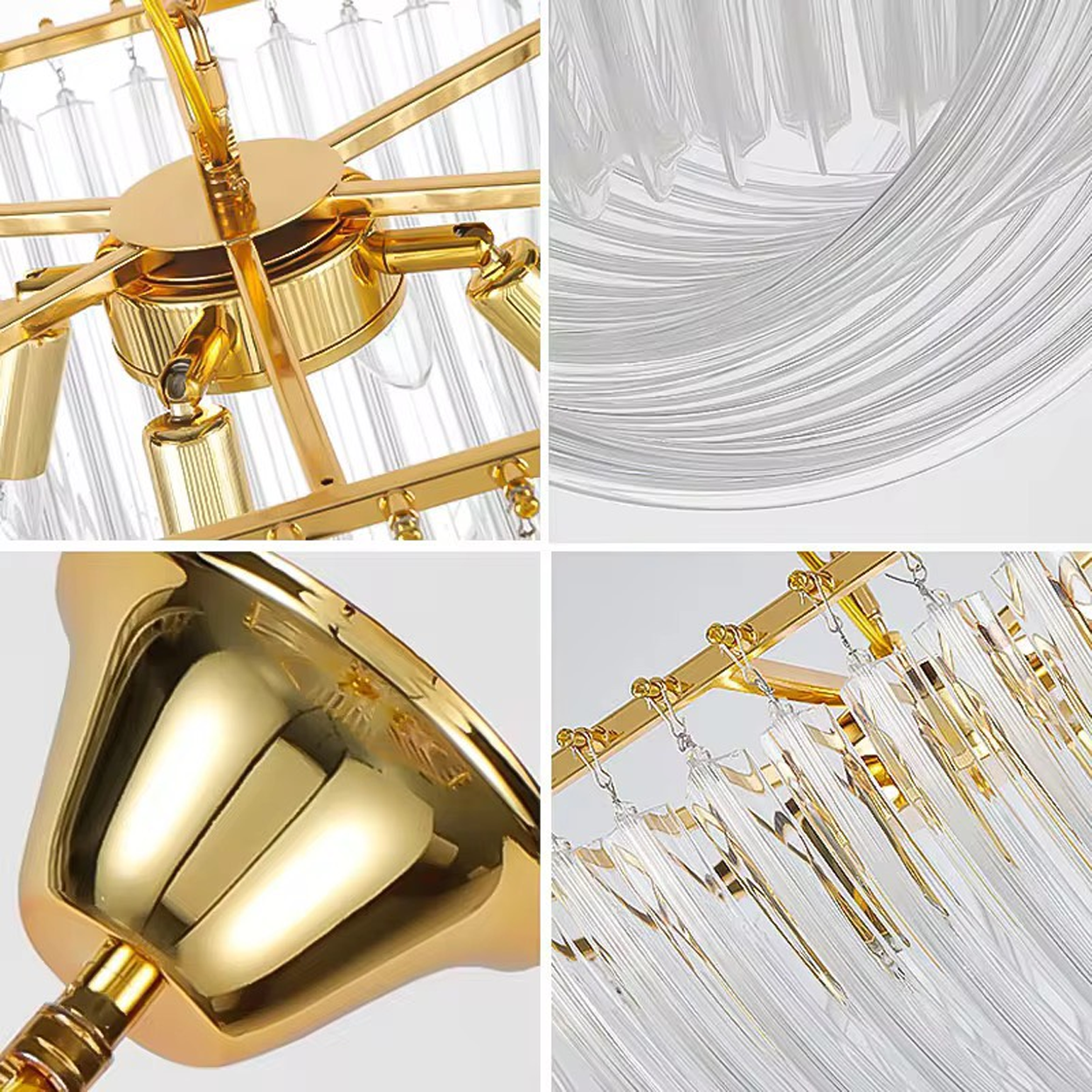 โคมไฟระย้าคริสตัล Chandelier crystal Metal Gold + Crystal Clear LED E14 IP20