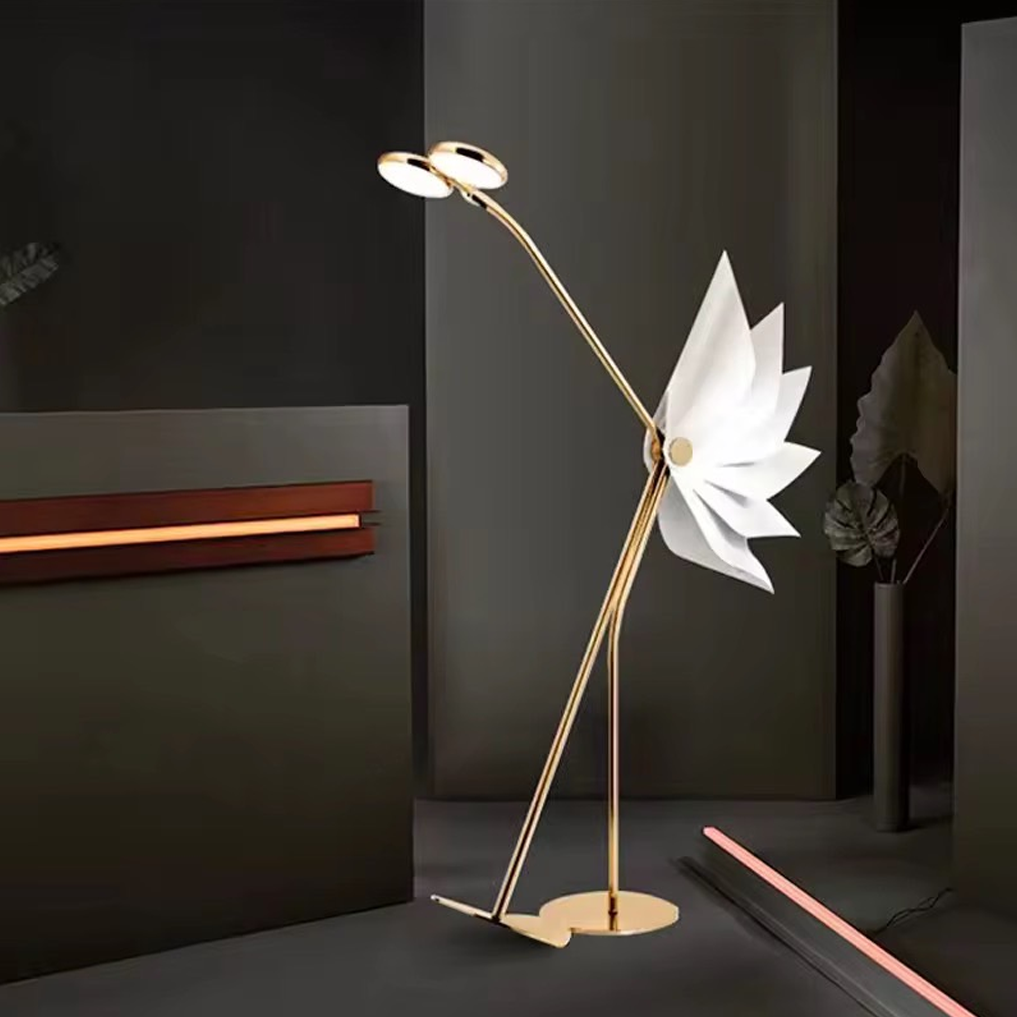 โคมไฟตั้งพื้นนกฟลามิงโก้ Flamingo Floor Lamp Iron Rose gold, Gold LED 10W Included