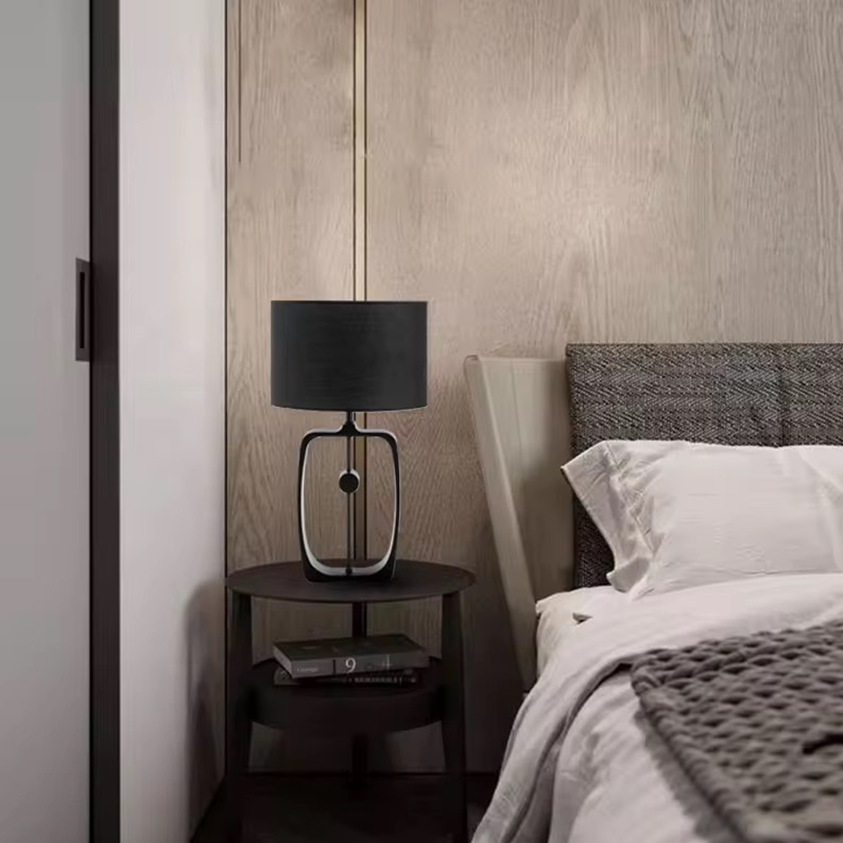 โคมไฟตั้งโต๊ะ Table lamp Metal + Fabric Black LED E27x1 IP20