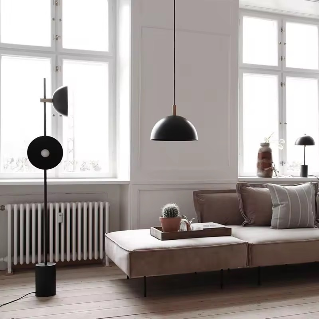 โคมไฟตั้งพื้น สีดำ 2 หัว ปรับทิศทางได้ Modern Minimal Floor Lamp for Living Room