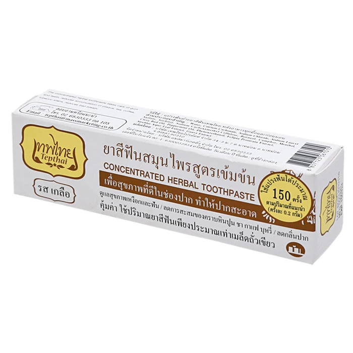 8857123061010 ยาสีฟันเทพไทยสมุนไพร สูตรเกลือ/ขาว 30g