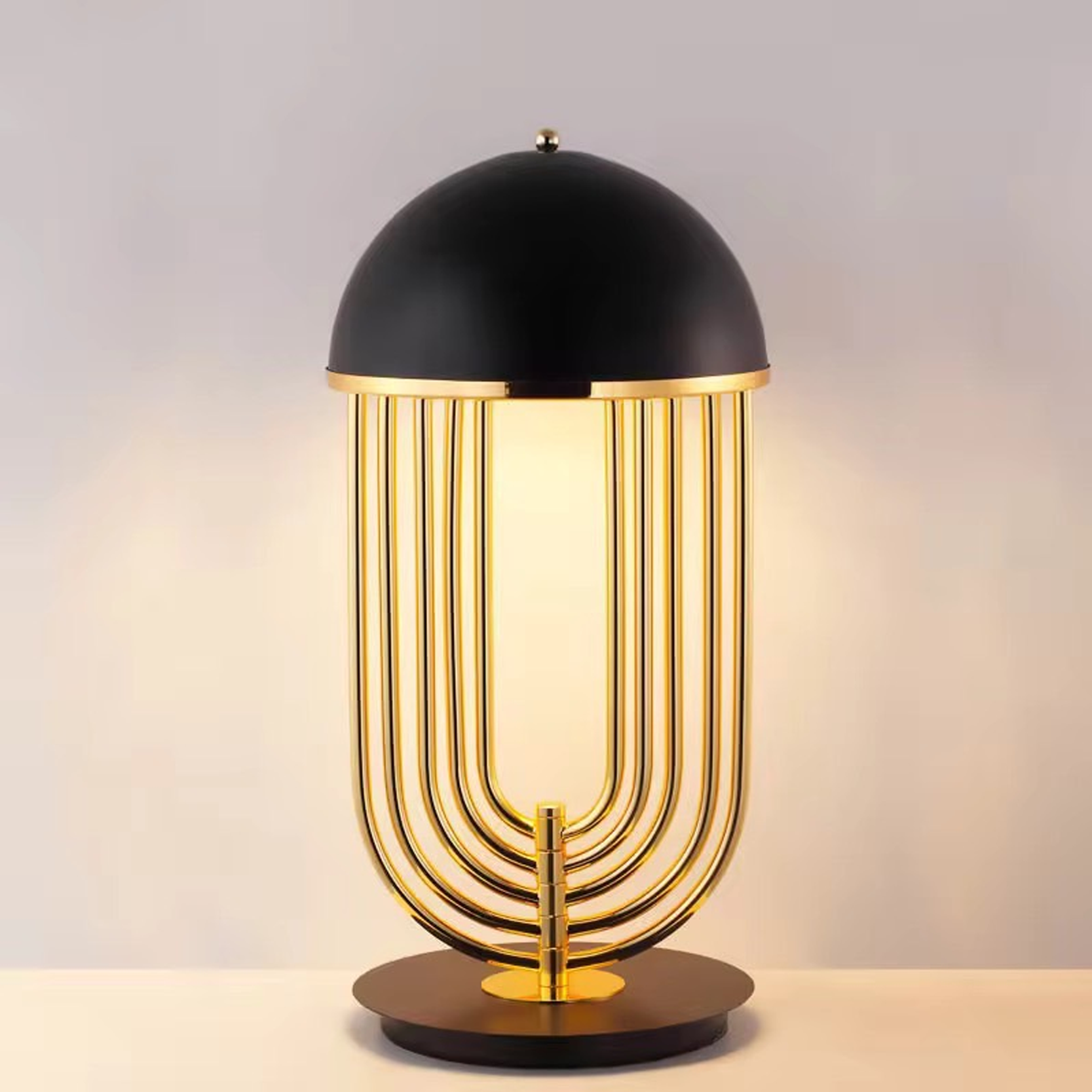 โคมไฟตั้งโต๊ะ สไตล์นอร์ดิก Nordic style table lamp Metal Black White + Gold LED G9x2 IP20