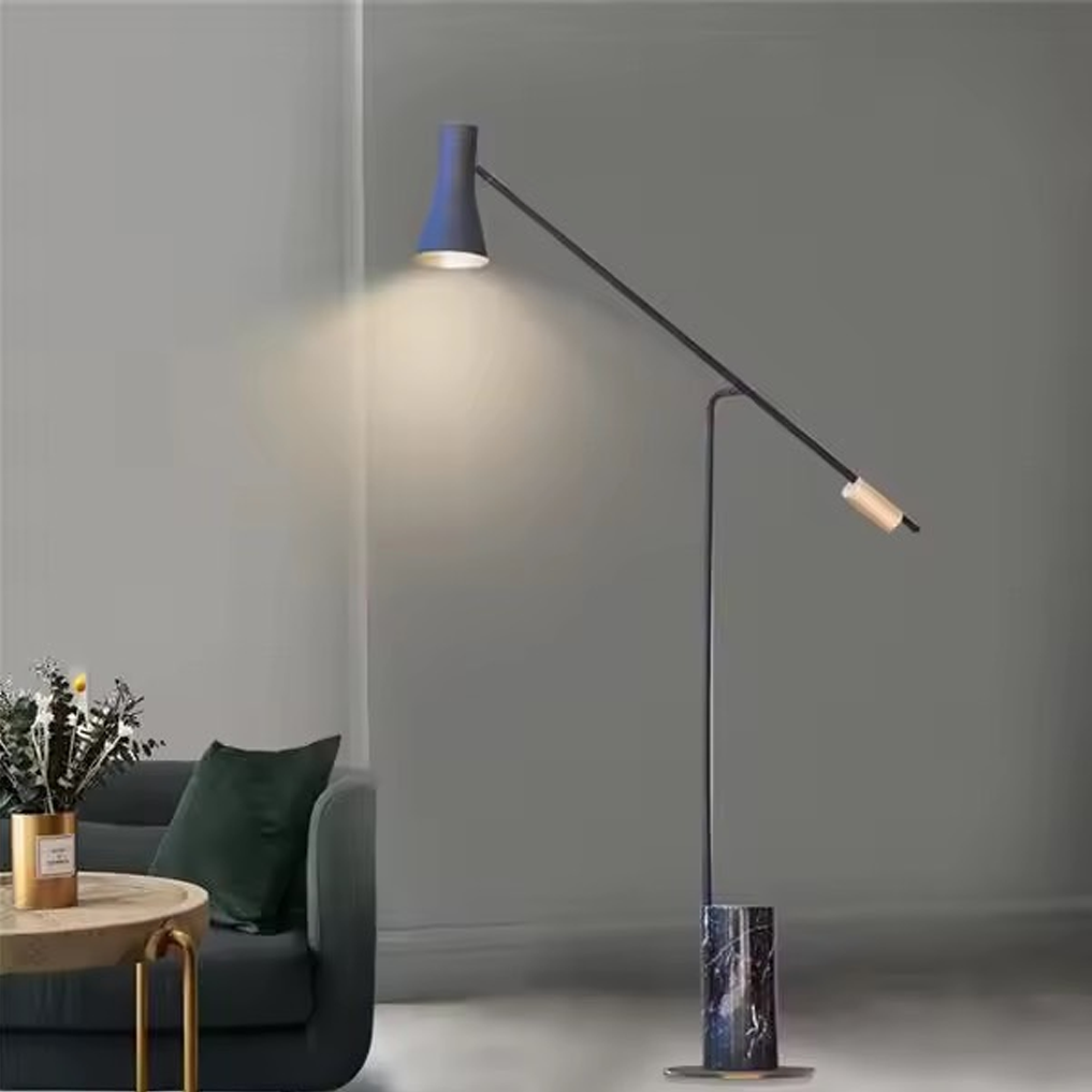 โคมไฟหรูหราสำหรับบ้านและคอนโด Luxury Floor Lamp Marble + Iron Black LED E27x1
