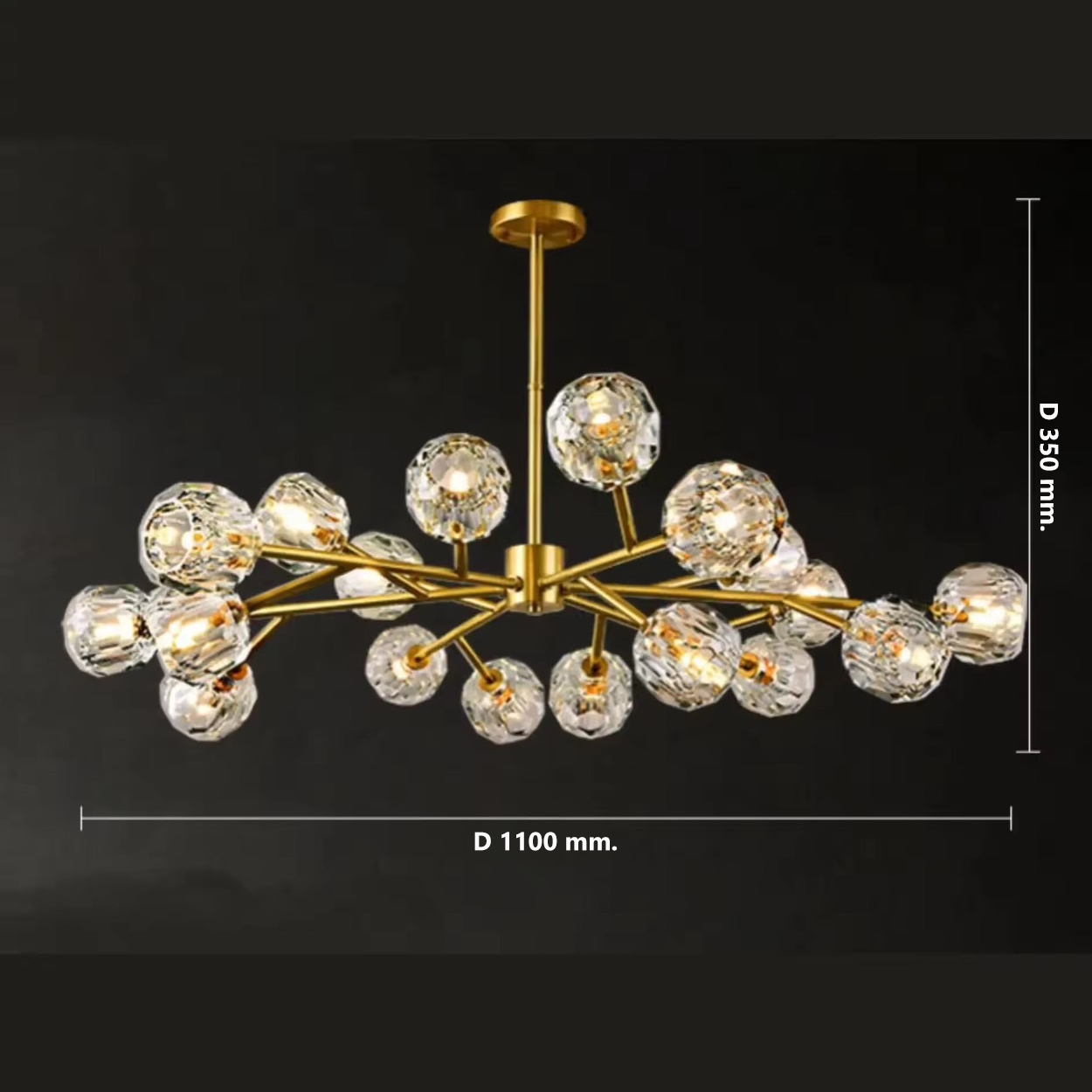 โคมไฟระย้าคริสตัล Chandelier crystal Metal Gold Bronze + Crystal Clear Light Source G9x18 IP20