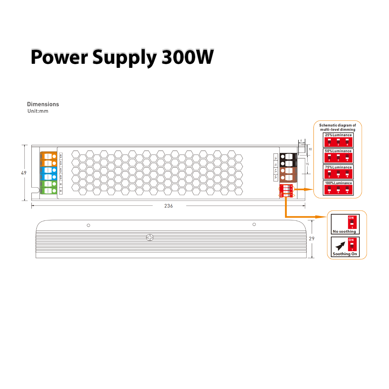 หม้อแปลงโคมไฟ C Series Switch LED power supply 24V IP20