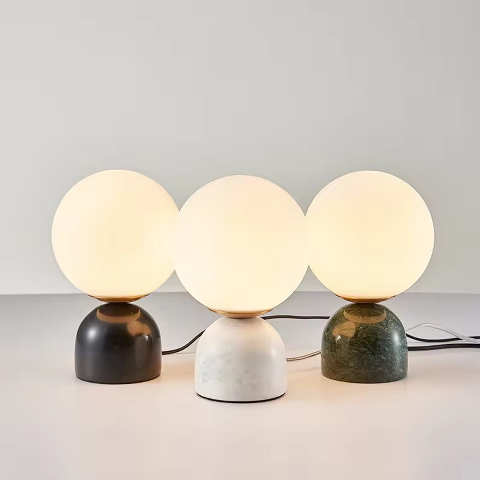 โคมไฟตั้งโต๊ะ สไตล์นอร์ดิก Nordic style table lamp Marble + glass LED E27x1