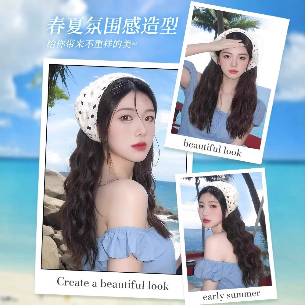 วิกผมยาว ลอนมาม่า ผ้าโพกหัว สไตล์เกาหลี เกรด พรีเมี่ยม พร้อมส่งในไทย NW097