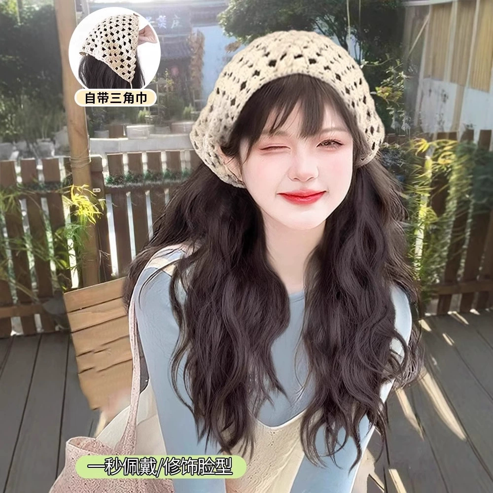 วิกผมยาว ลอนมาม่า ผ้าโพกหัว สไตล์เกาหลี เกรด พรีเมี่ยม พร้อมส่งในไทย NW097