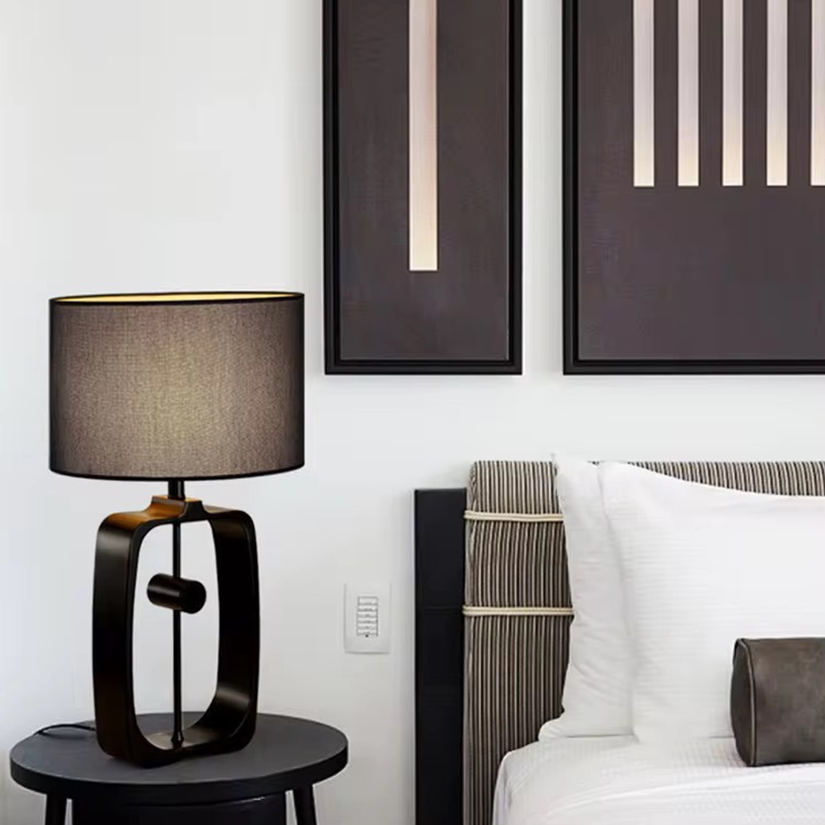 โคมไฟตั้งโต๊ะ Table lamp Metal + Fabric Black LED E27x1 IP20