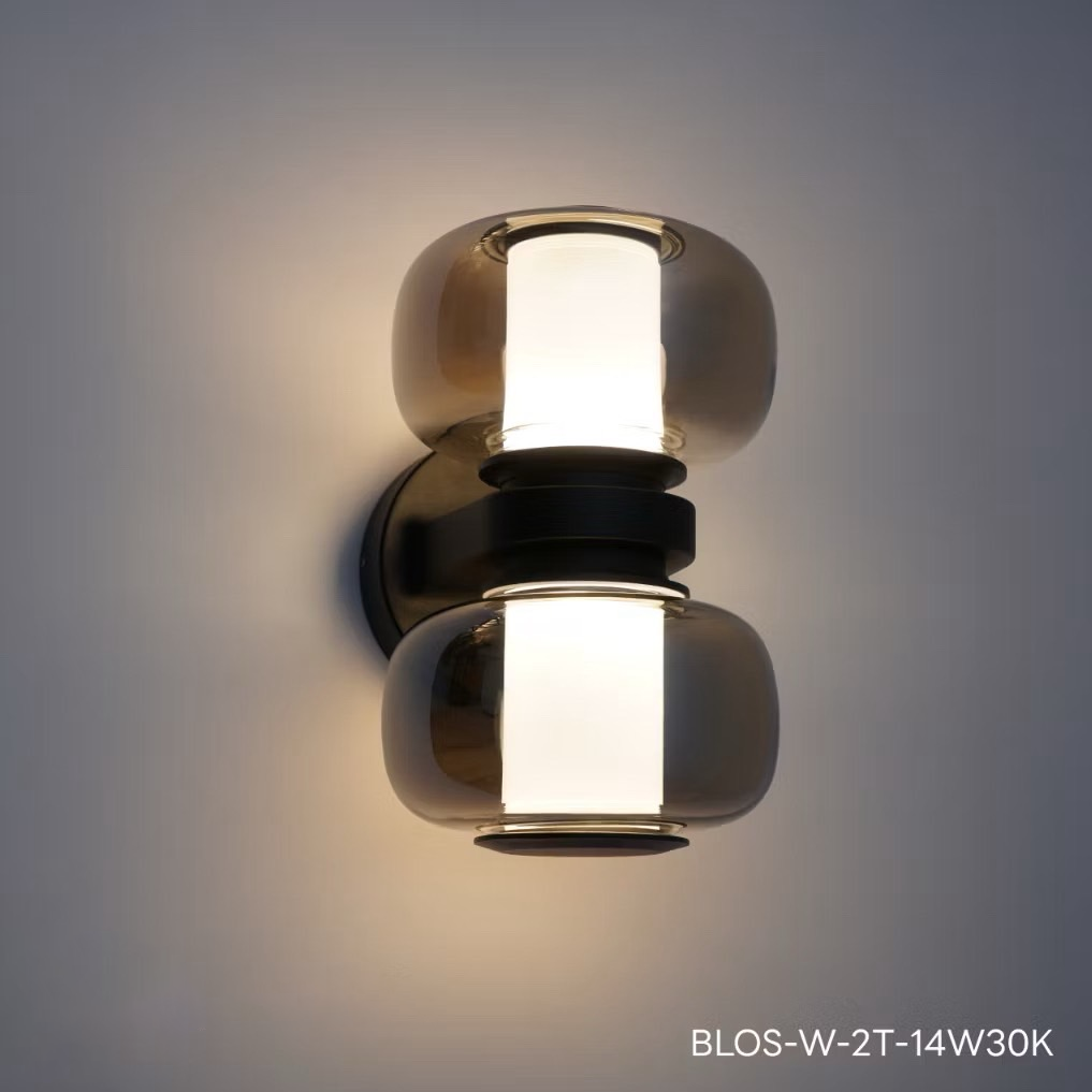 โคมไฟติดผนังภายใน Wall Lamp BLOS Die-Cast Aluminum Black + Acrylic Electroplated Glass LED 14W 3000K IP65