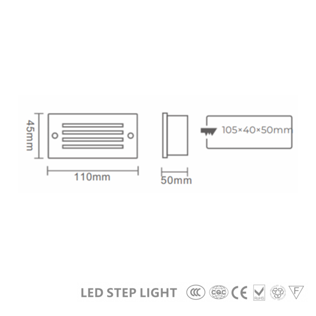 โคมไฟฝังผนังสแตนเลส LED step light stainless Steel รุ่น 010A LED 2W IP65