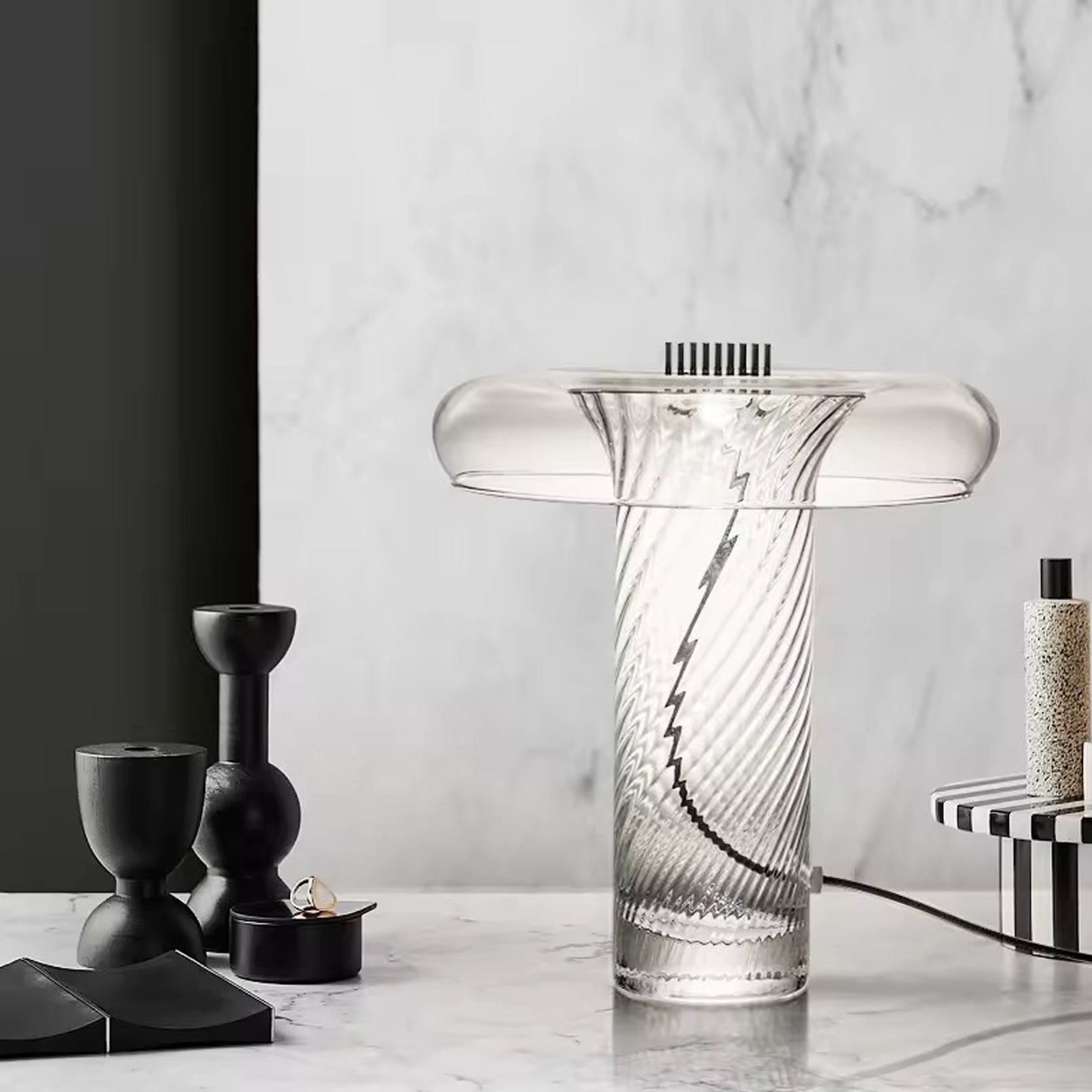 โคมไฟตั้งโต๊ะ สไตล์นอร์ดิก Nordic style table lamp Metal + glass LED 7W included