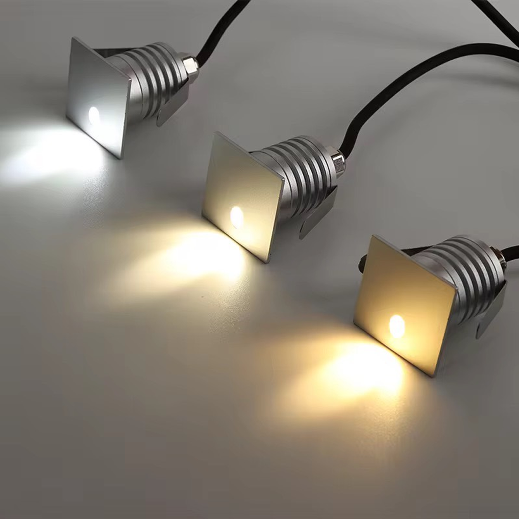 โคมไฟบันได Step light Square 304 Stainless Steet + Aluminum lamp body LED 1W DC12V-24V IP67
