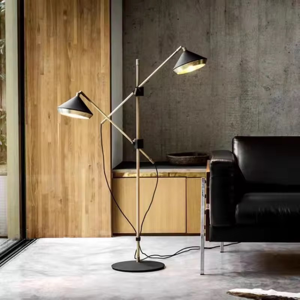 โคมไฟตั้งพื้นโมเดิร์นปรับองศาได้ Adjustable metal floor lamp LED G9x2 Designer twin-head lamp