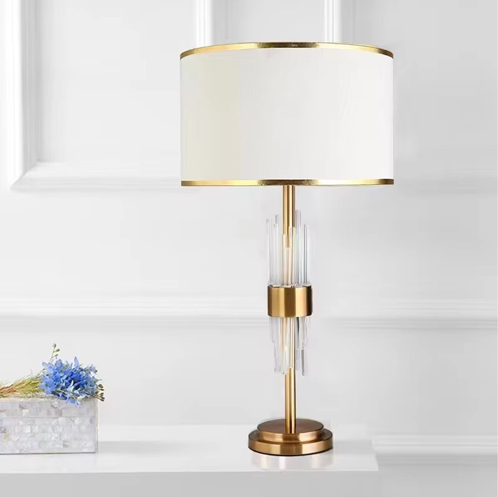 โคมไฟตั้งโต๊ะ สไตล์นอร์ดิก Nordic style table lamp Meta + Marble + Fabric LED E27x1 IP20