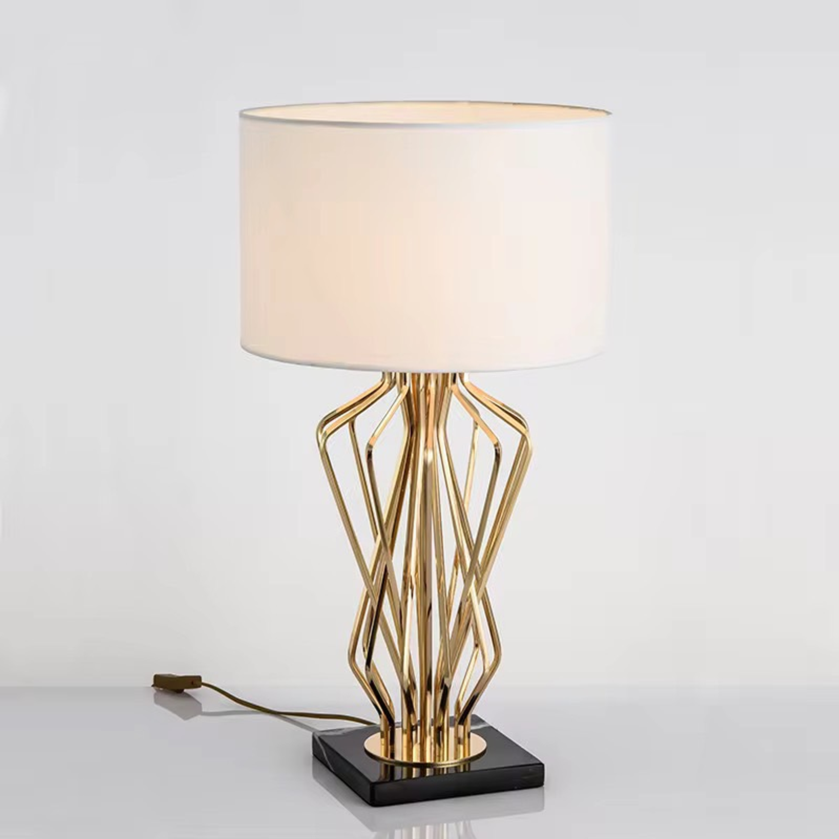 โคมไฟตั้งโต๊ะ สไตล์นอร์ดิก Nordic style table lamp Meta + Marble + Fabric LED E27x1 IP20