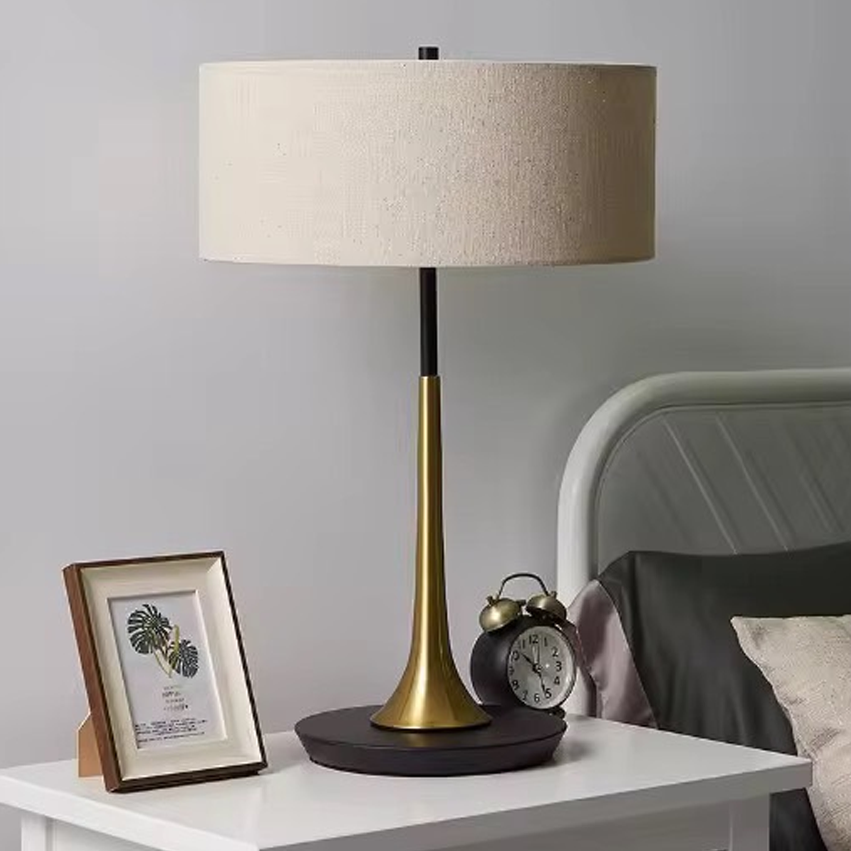 โคมไฟตั้งโต๊ะ สไตล์นอร์ดิก Nordic style table lamp Metal + Fabric LED E14x2 IP20