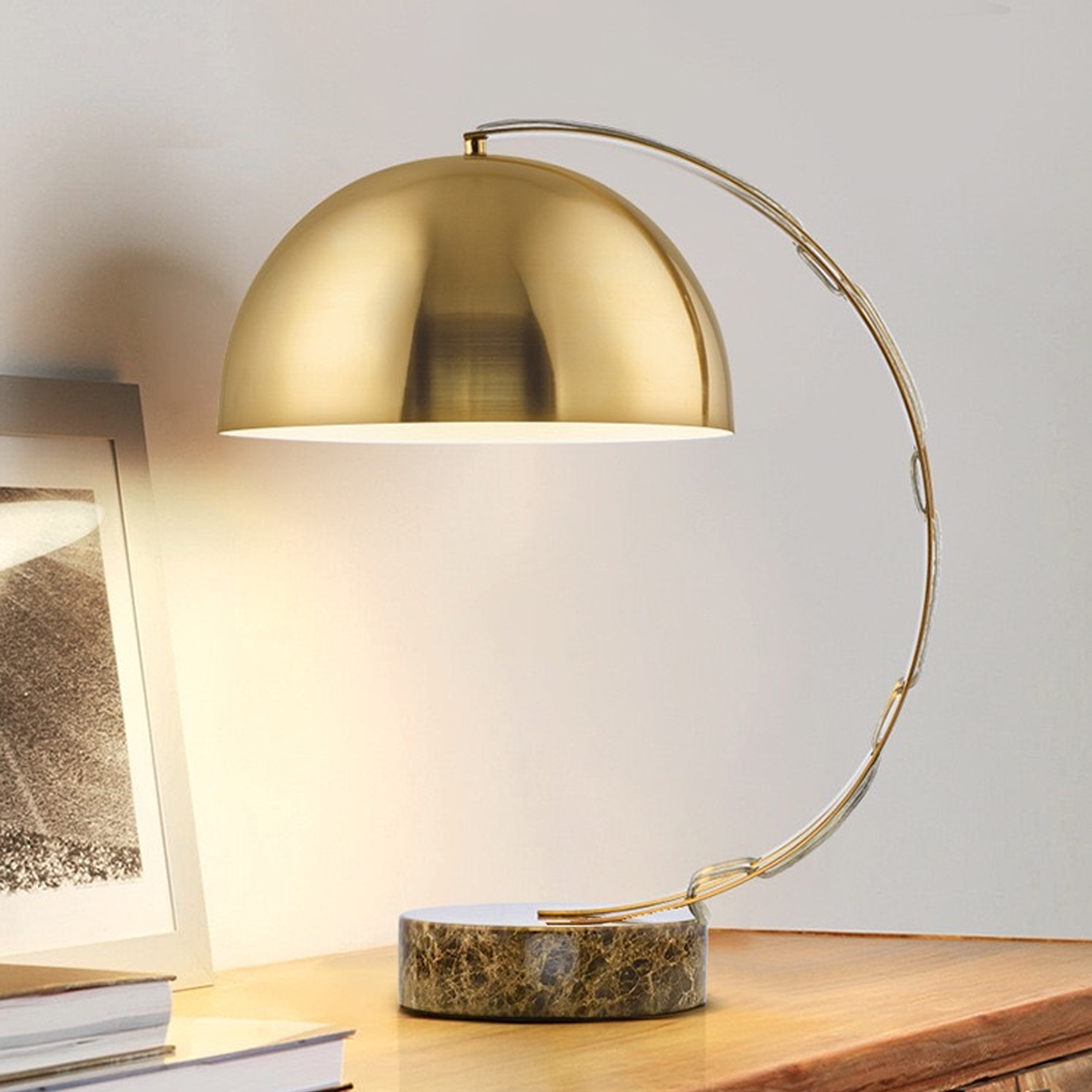 โคมไฟตั้งโต๊ะ สไตล์นอร์ดิก Nordic style table lamp Meta + Marble LED E27x1 IP20