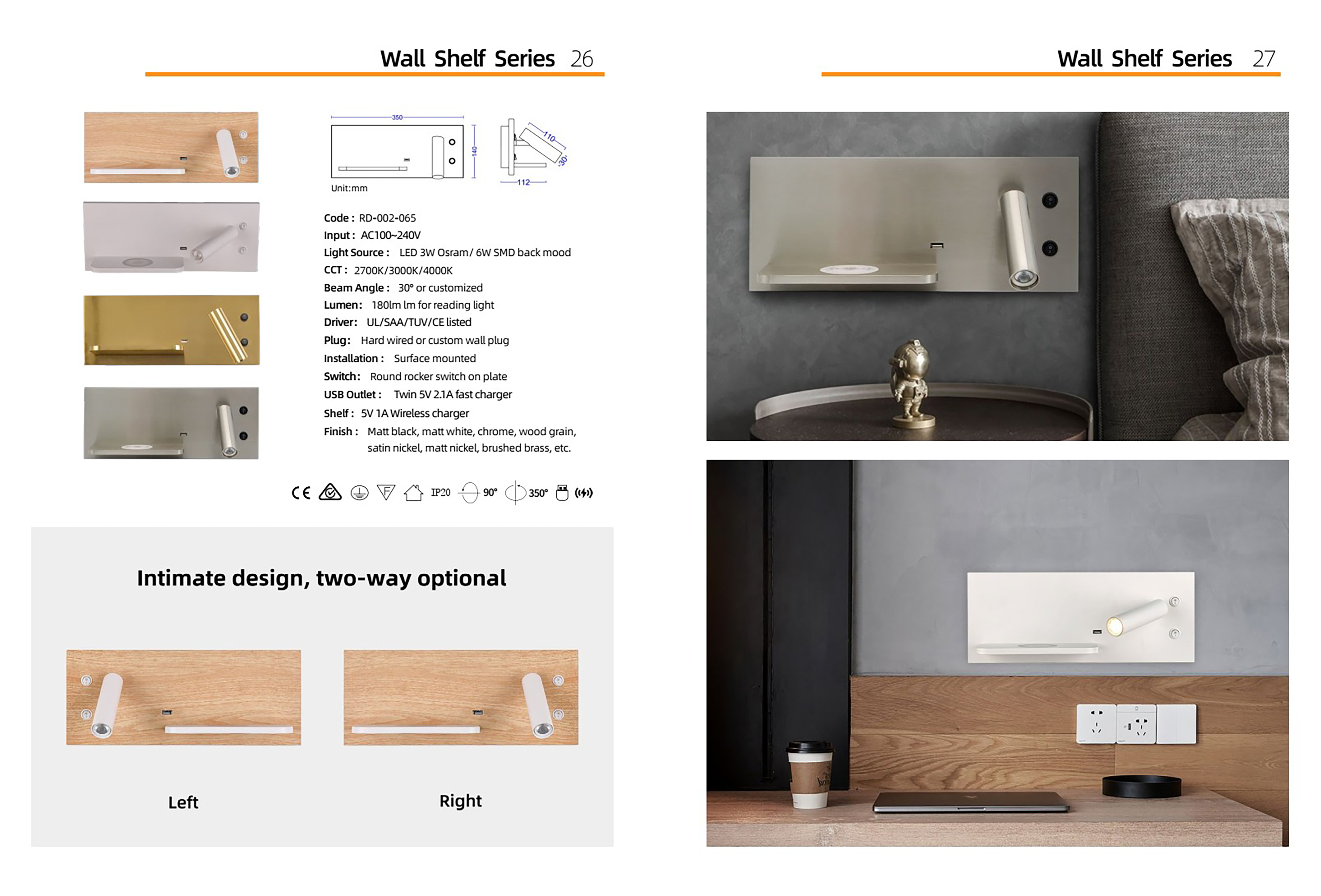 โคมไฟหัวเตียง โคมไฟติดผนังอ่านหนังสือ Wall Reading lamp