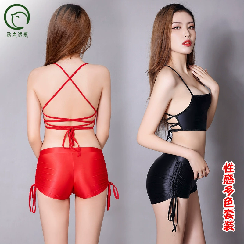 กางเกงขาสั้น ผ้าเงา สายปรับข้างได้ กางเกงว่ายน้ำ กางเกงโคโยตี้